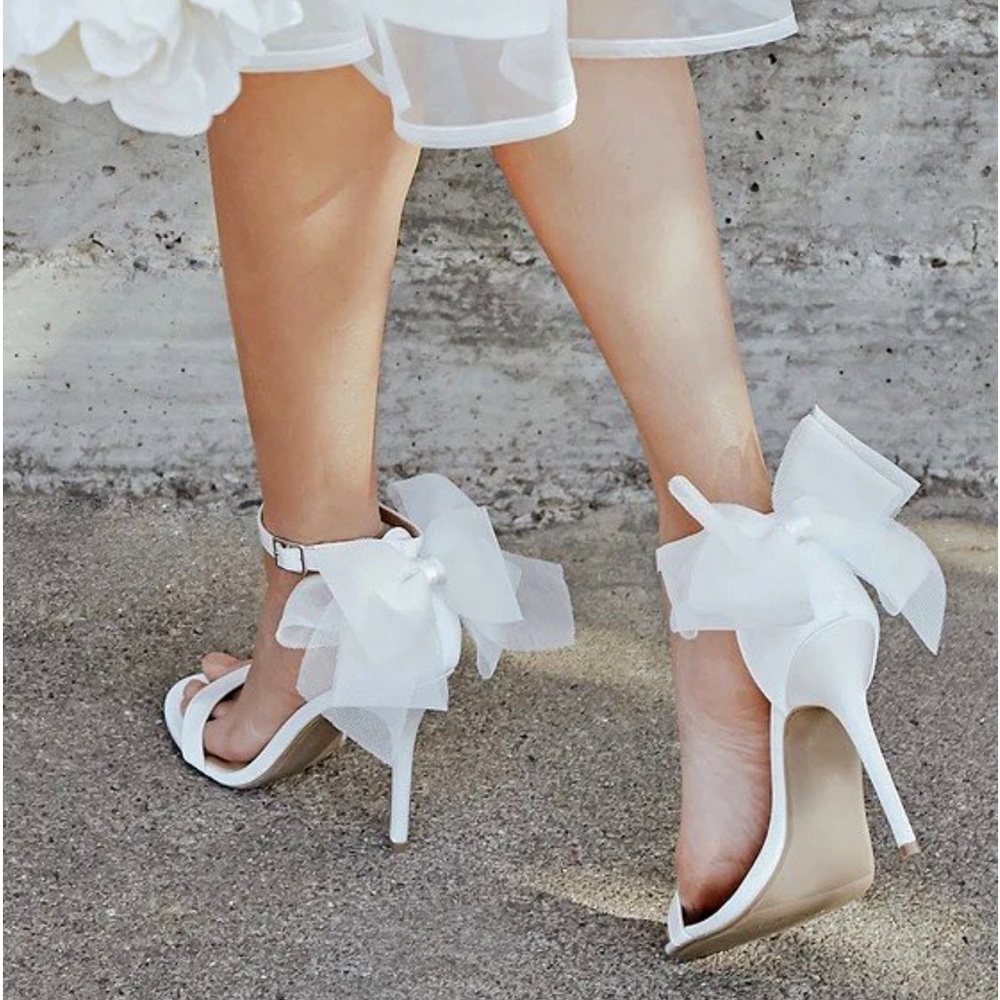 Ayanna Ivory Satin Bow Ankle Strap High Heel Sandals Lulus White Stiletto Heels